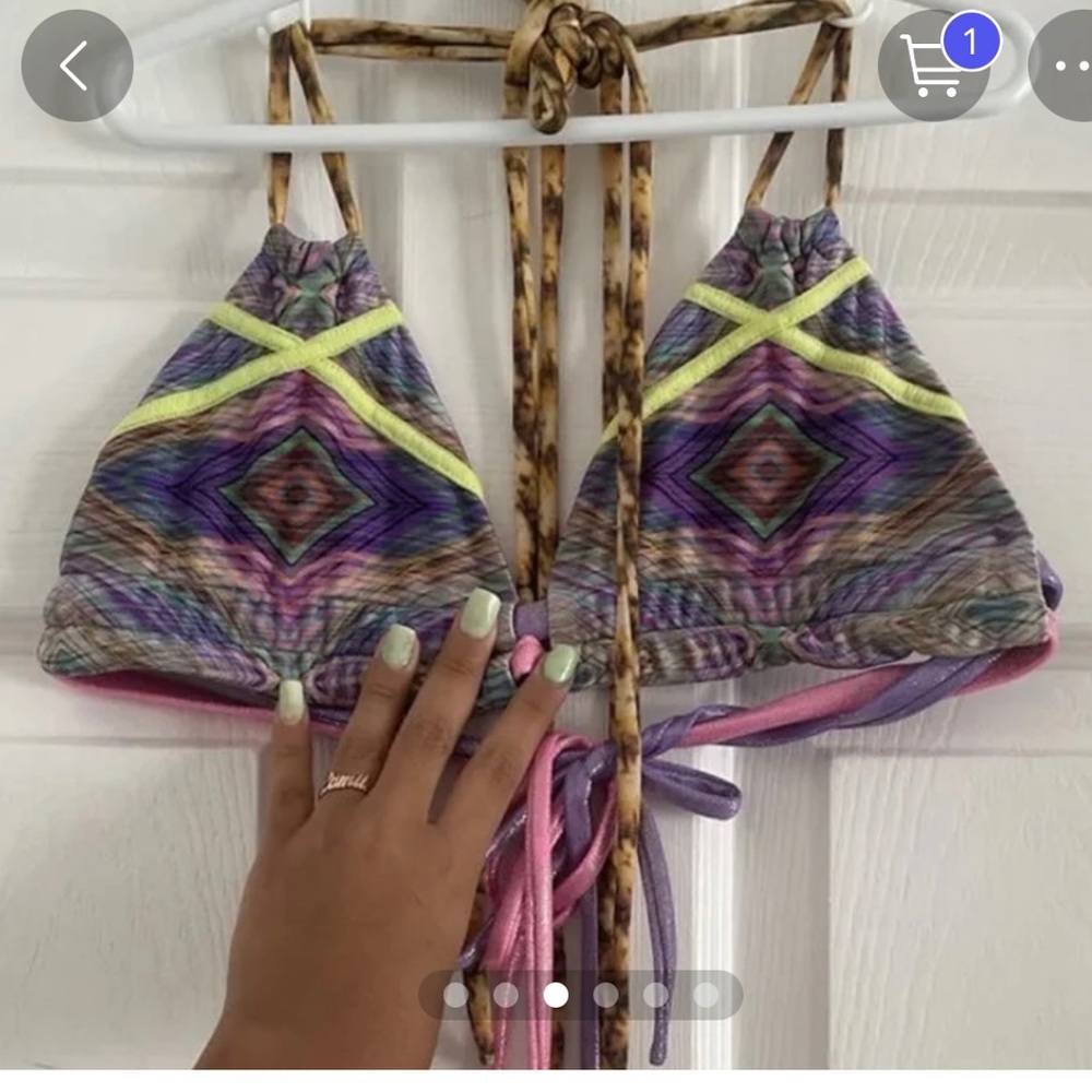Montce Swim Purple Bikini Top Sz L - Picture 2 of 5